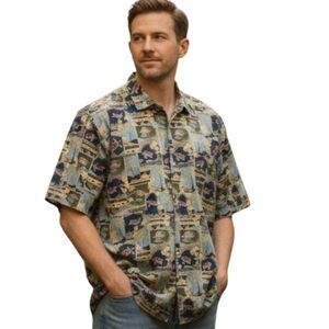 Tori Richard Men’s XL MAURITIUS Lagoon Hawaiian Aloha Button Down Shirt